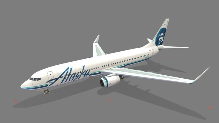 Boeing 737-800 B738 Lowpoly Alaska Airlines 3D Model
