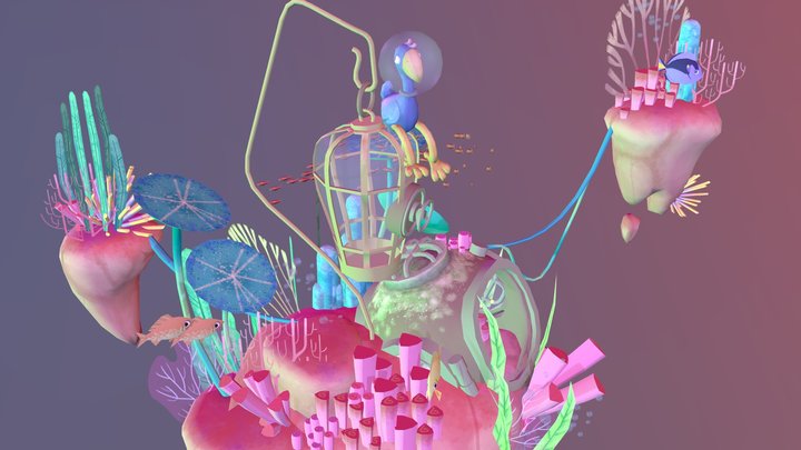 Underwater birdcage 3D Model