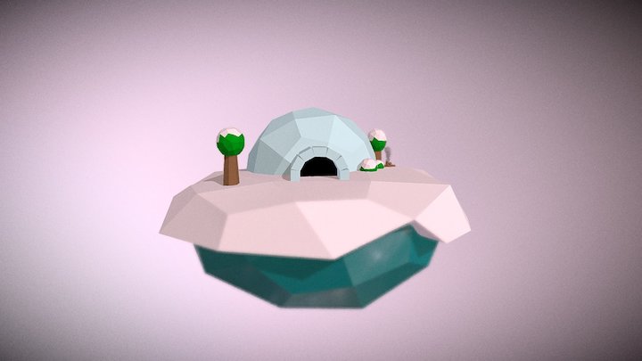 Ice Island Low Poly 3D Model