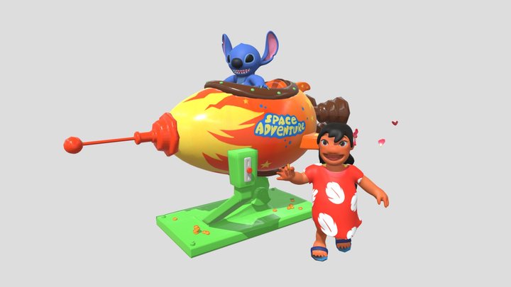 Lilo and Stitch with spaceship 3D Model