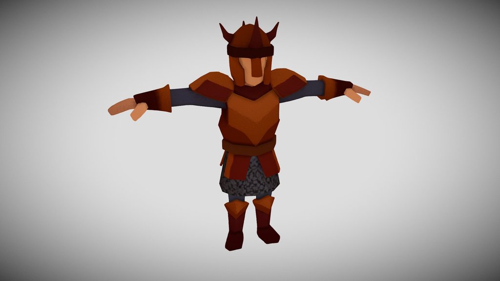 Warrior In Red Armor Lowpoly