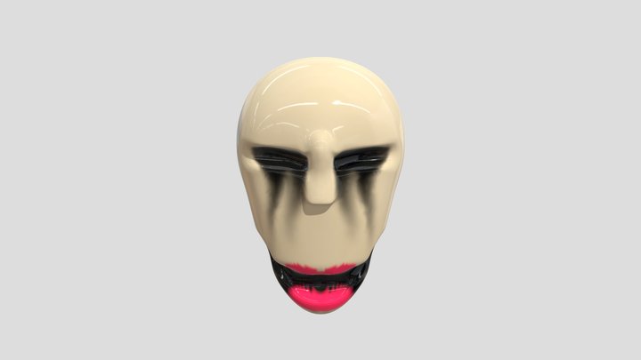 Red Girl Head 3D Model