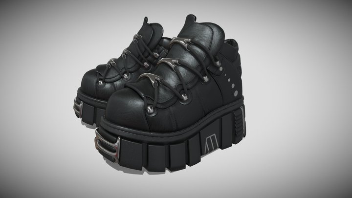 Leather Boots Low poly 3D model PBR Textures 3D Model