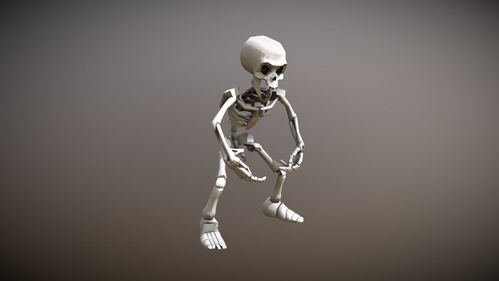 Low Poly Cartoonish Skelleton 3D Model