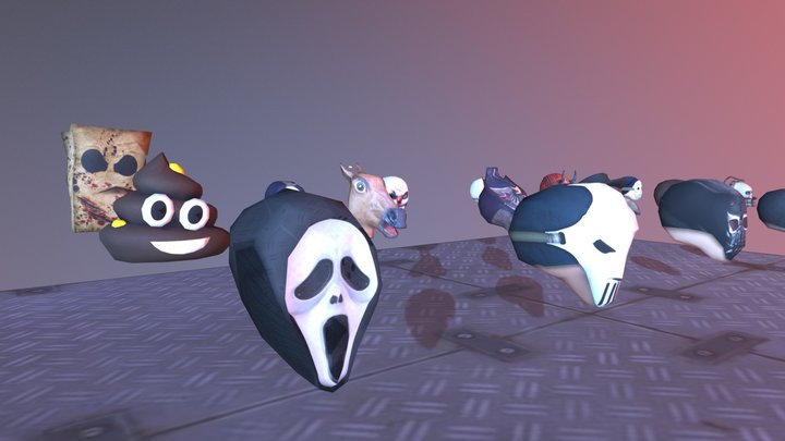 Horror Head Mask 3D Models Mobile Pack 3D Model