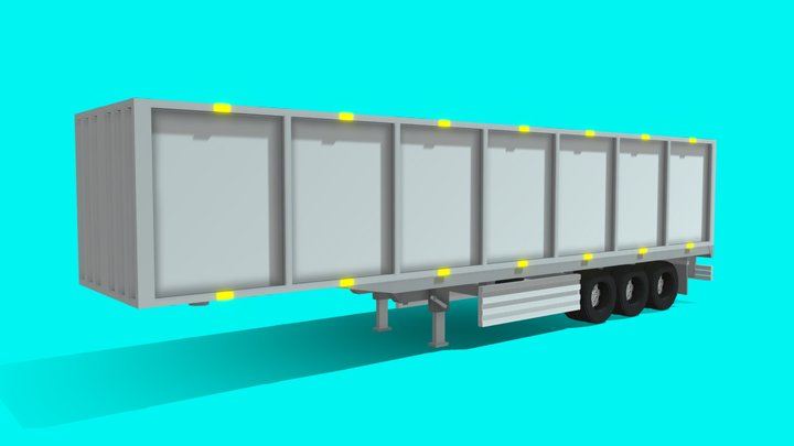 Semi Trailer Low poly Animated 3D Model