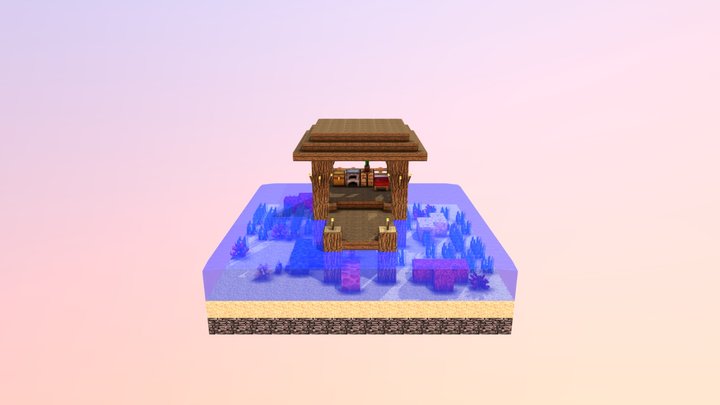 One chunk fishing House 3D Model