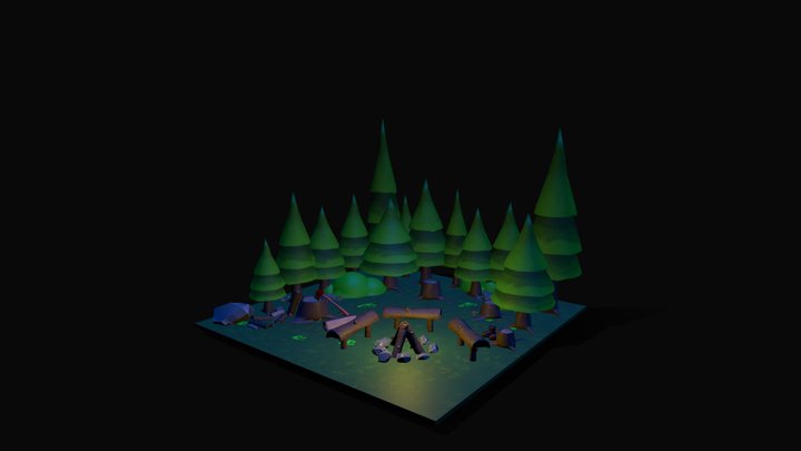 Modular Forest Diorama 3D Model