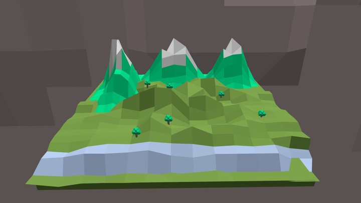 Low Poly Mountains 3D Model