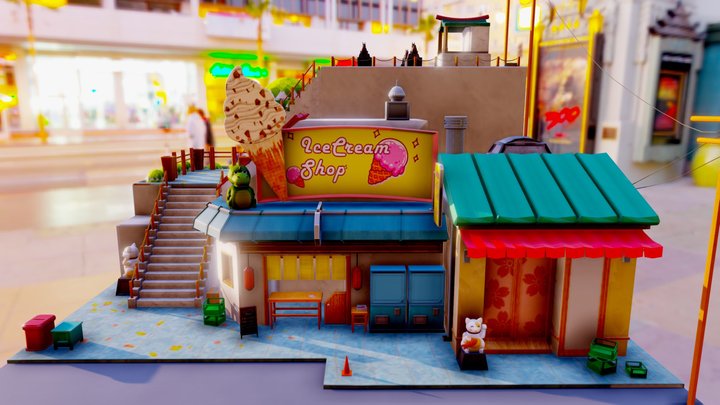 Cartoon Japanese shop diorama – Modelo 3D gratuito STL