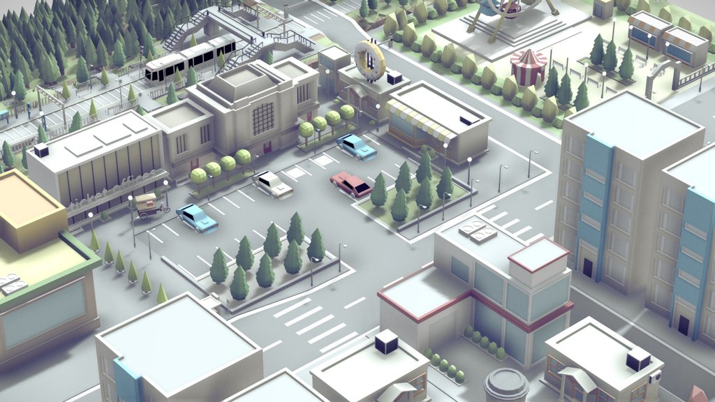 low poly city