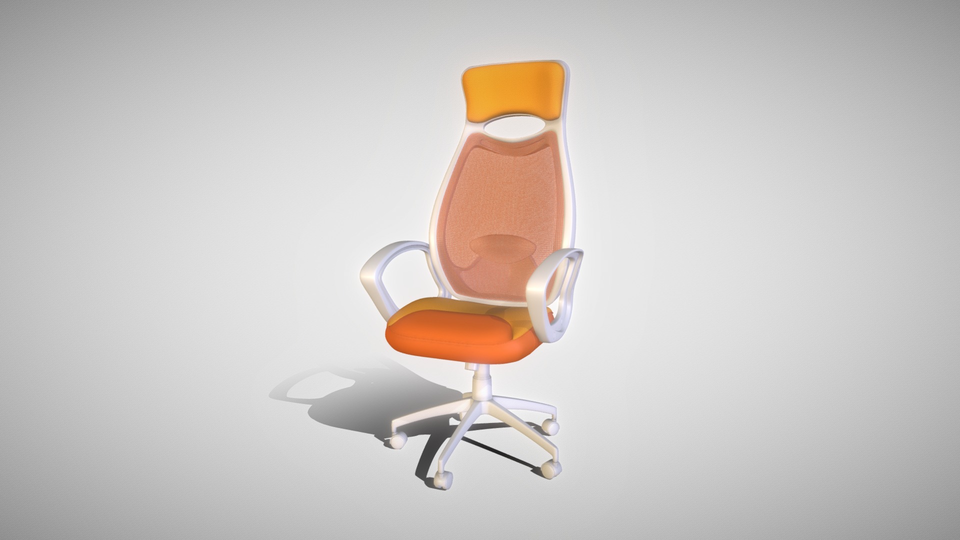 3D model Office chair - This is a 3D model of the Office chair. The 3D model is about an orange chair with a white background.