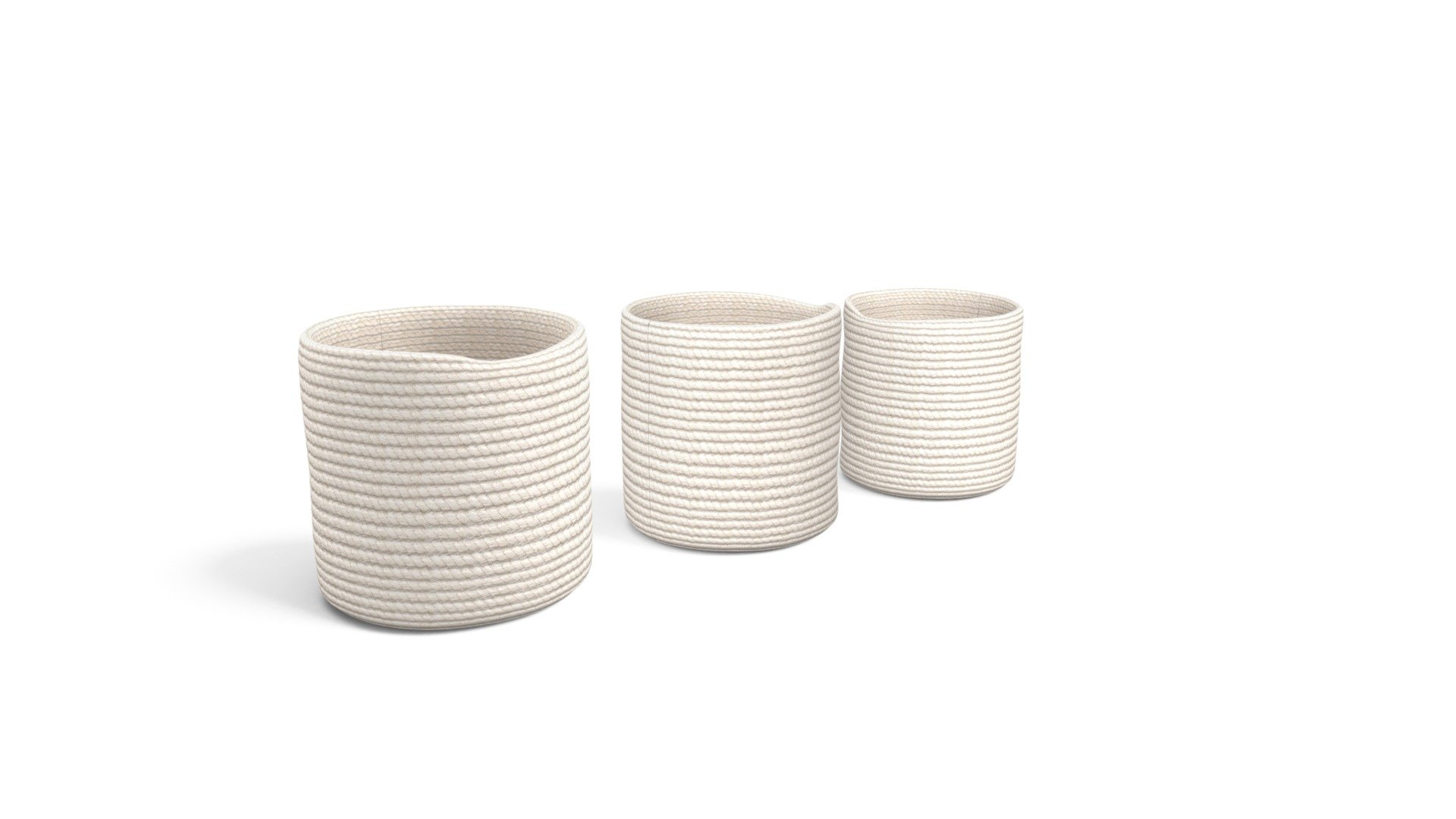 Dapu Set Of 3 Rope Baskets, Cream