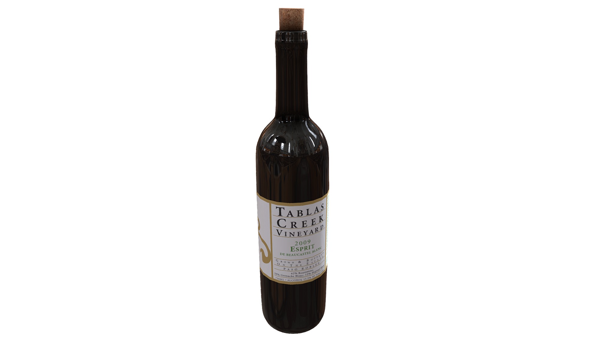 3D model Wine Bottle - This is a 3D model of the Wine Bottle. The 3D model is about a bottle of liquor.