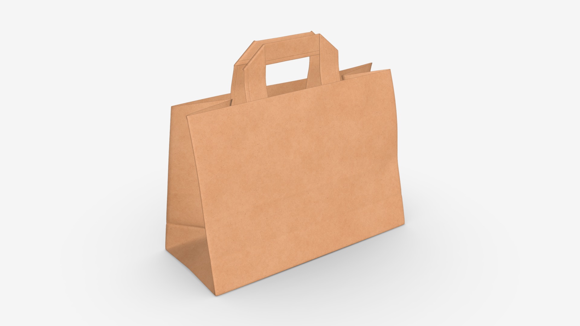 3D model Paper bag medium with handle - This is a 3D model of the Paper bag medium with handle. The 3D model is about a brown cardboard box.
