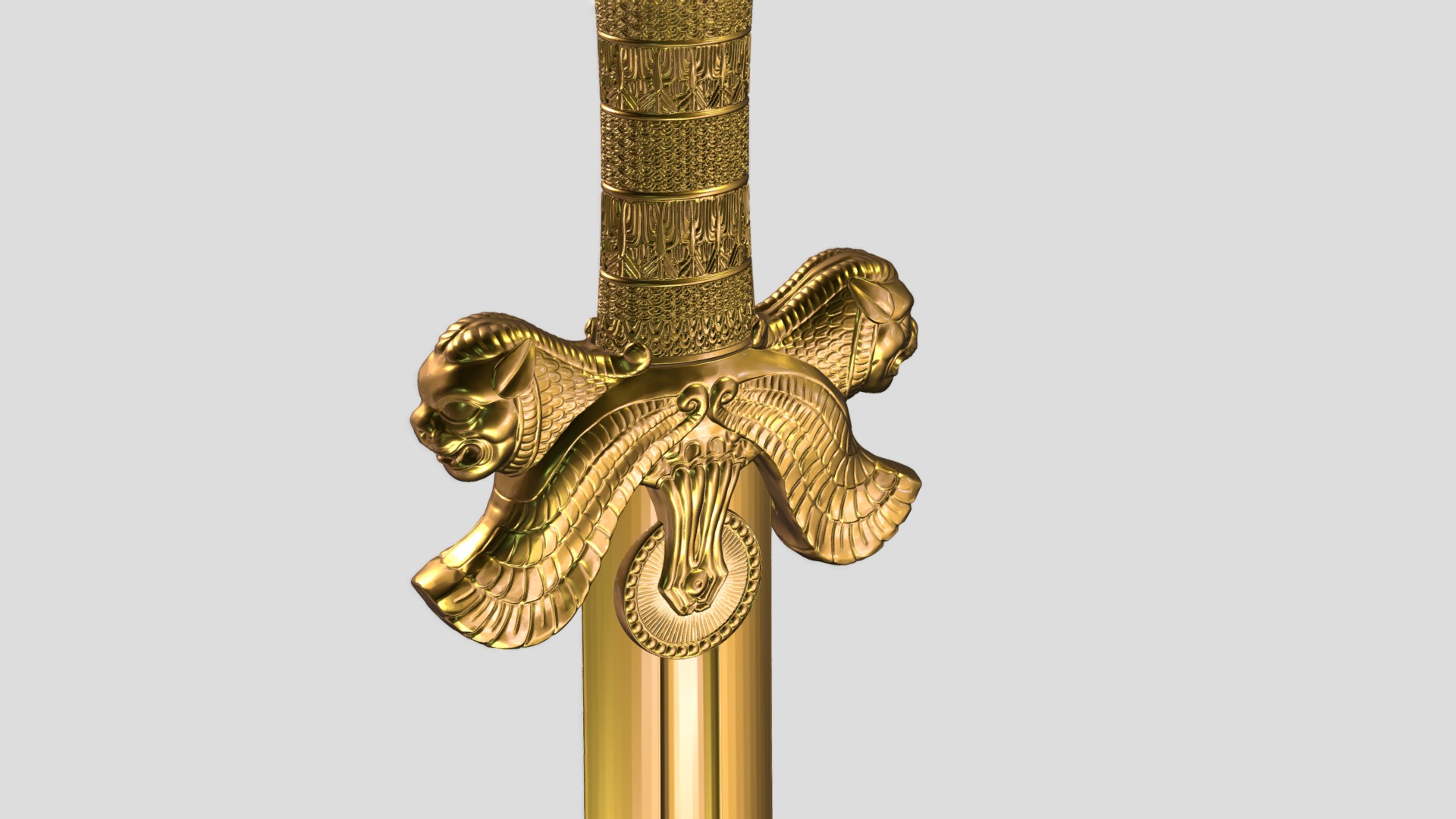3D model Babylon Nebuchadnezzar Sword 3D printable - This is a 3D model of the Babylon Nebuchadnezzar Sword 3D printable. The 3D model is about a golden statue of a person.