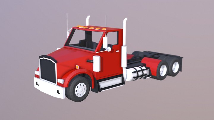 Lowpoly Semi Truck 3D Model