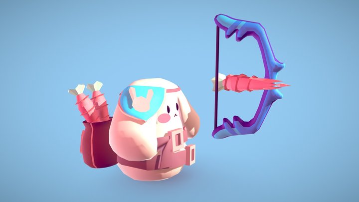 Fantasy Archer Bunny 3D Model