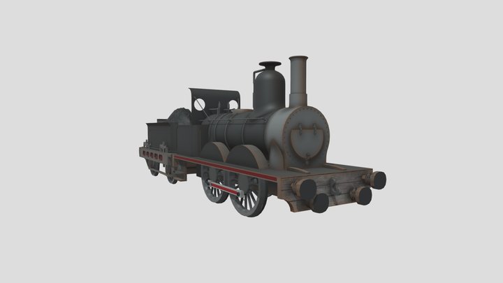 Old 0-4-0 Steam Locomotive 3D Model