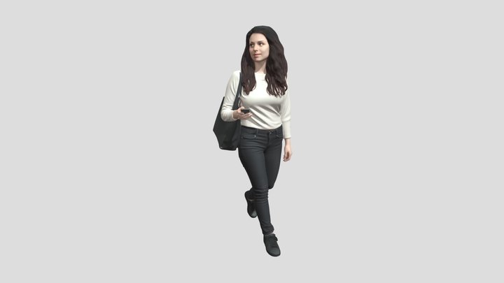 Walking with a Black Tote