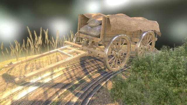 Old wooden cart 3D Model