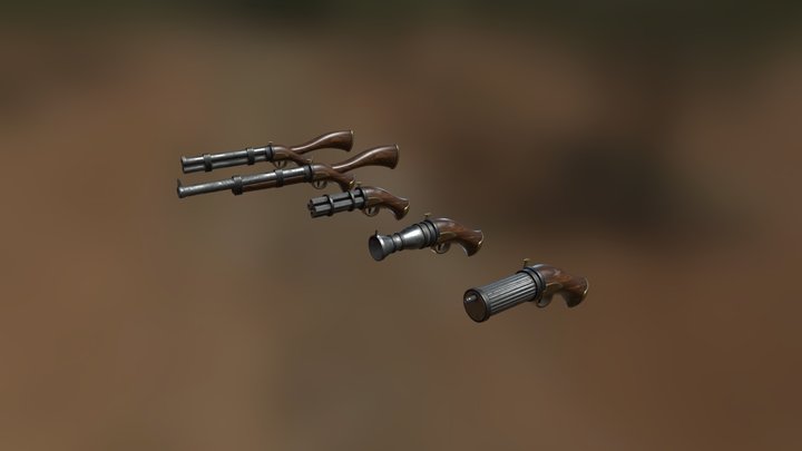 Modular steampunk guns collection 3D Model