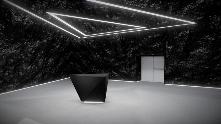 Modern VR Art Gallery Pyramid 3D Model