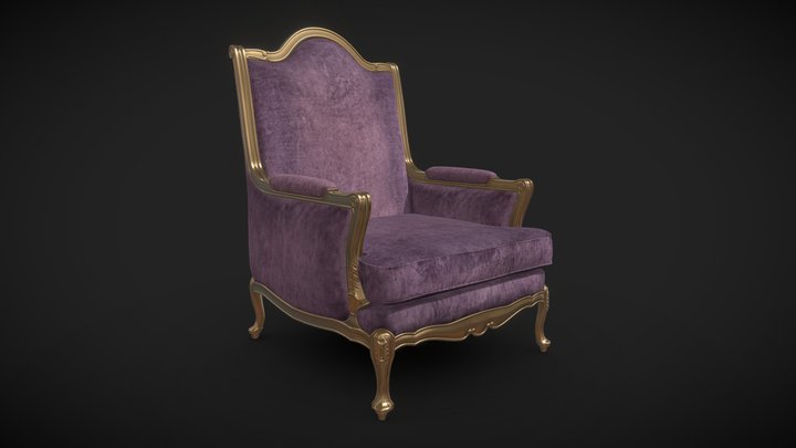 Classic Armchair Moses - Gold 3D Model