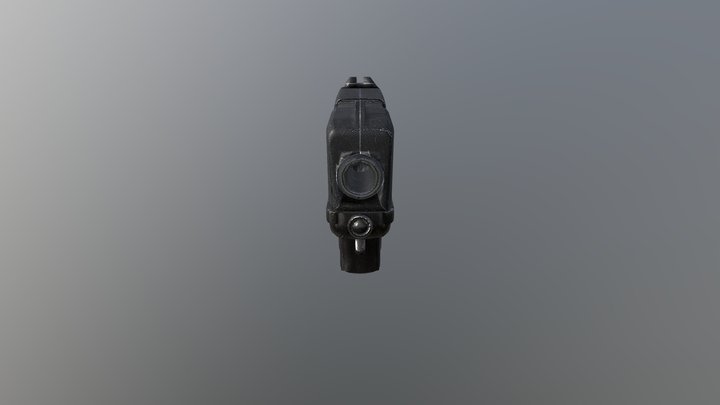 Simple Black Pistol 3D Model