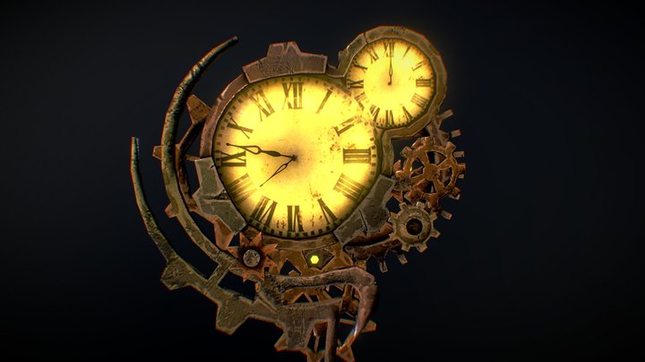 Broken Steampunk Clock 3D Model