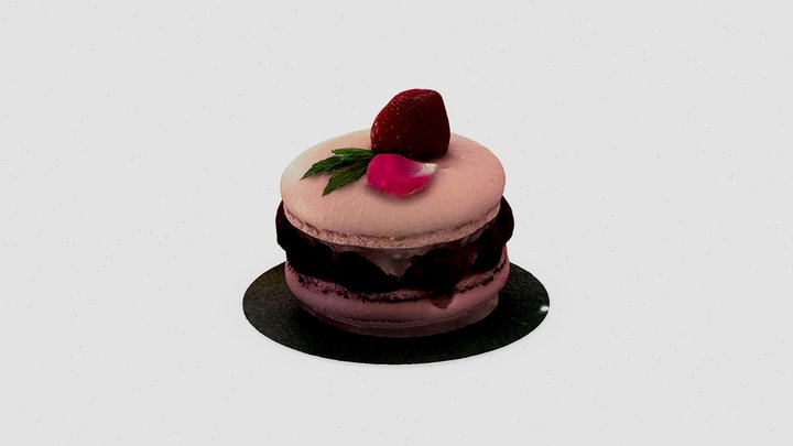 Ispahan inspired macaron cake 3D Model