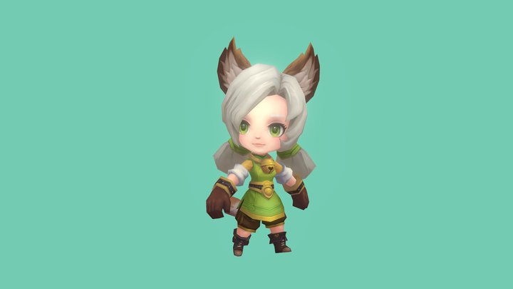Handpaint Character-Girl1 3D Model