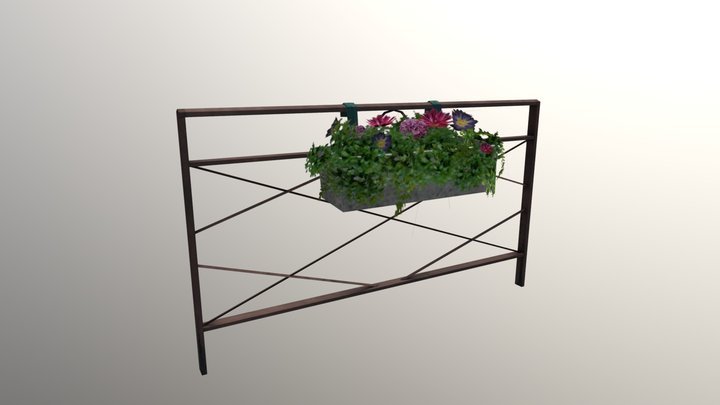Annecy: Metal rail & Hanging flower pot 3D Model