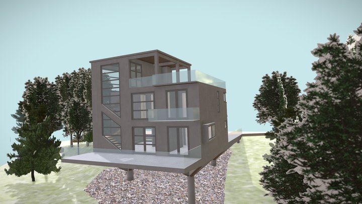modern mountain house 3D Model