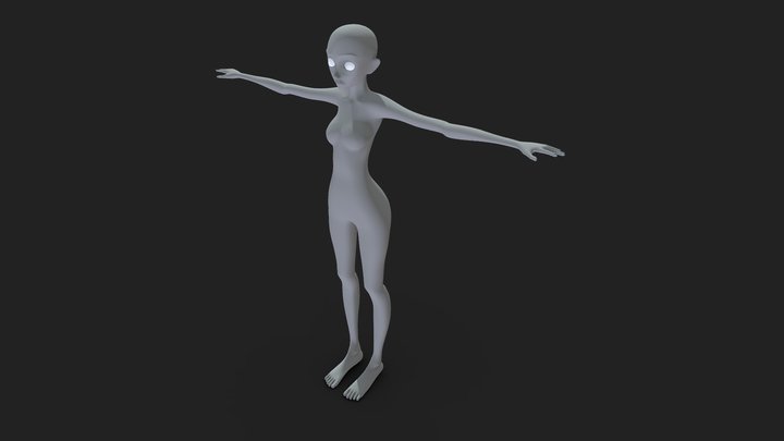 Semi-Realistic Anime Girl Basemodel (NOTEXTURE) 3D Model