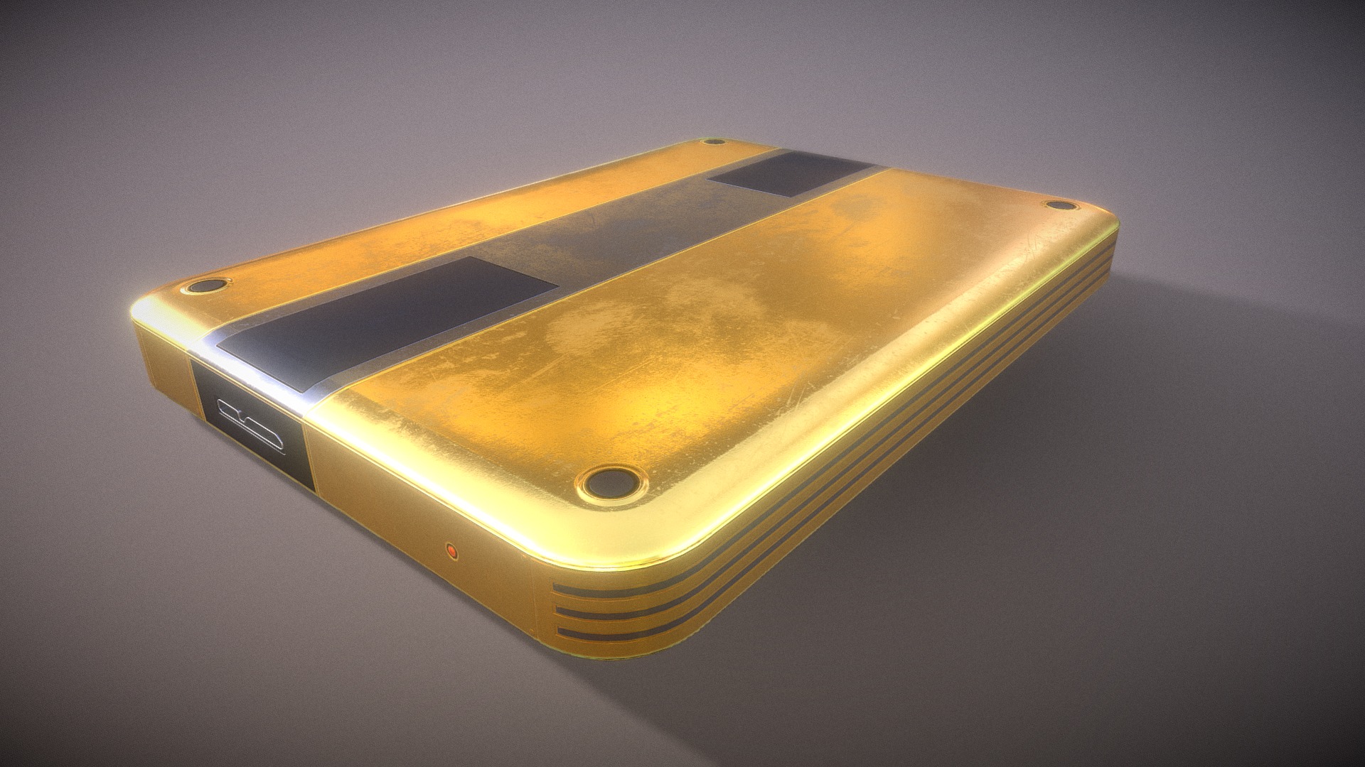 3D model External Hard Drive Low-Poly Gold Version - This is a 3D model of the External Hard Drive Low-Poly Gold Version. The 3D model is about a yellow cell phone.