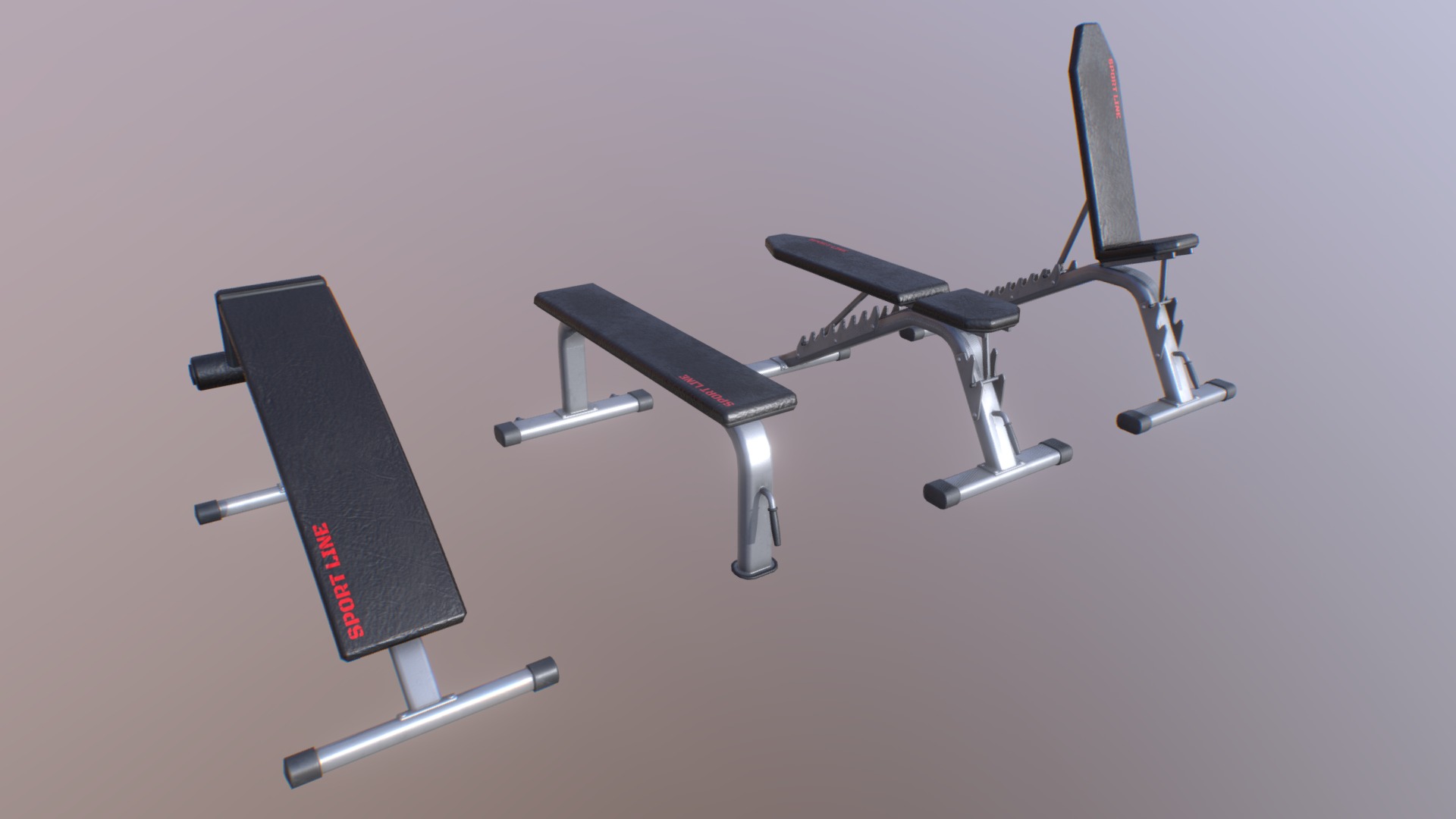 3D model Sport Bench Set - This is a 3D model of the Sport Bench Set. The 3D model is about a set of folding chairs.