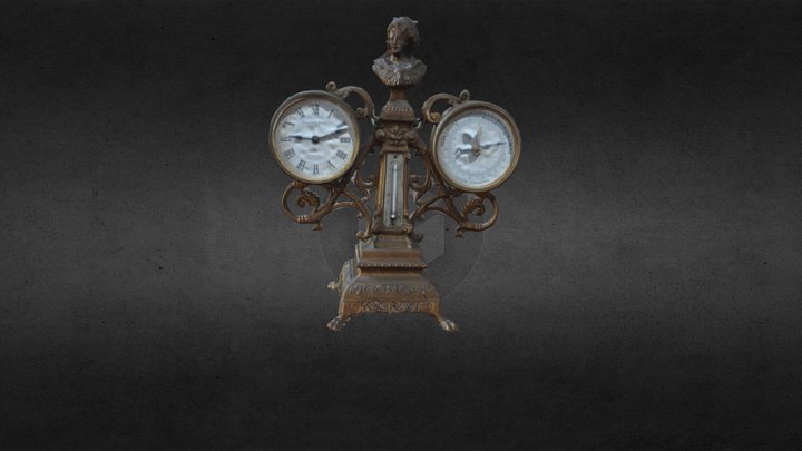 Stolní hodiny s barometrem (fotogrammetrie) 3D Model