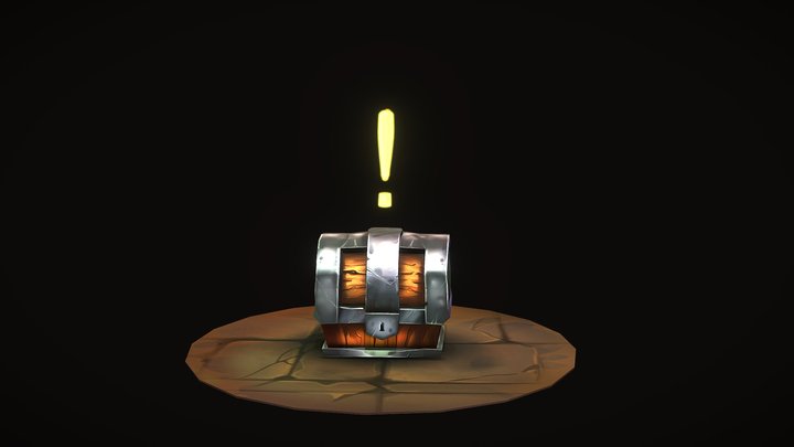 Chest low poly handpaint 3D Model