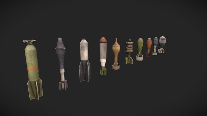 Stylized bombs pack 3D Model