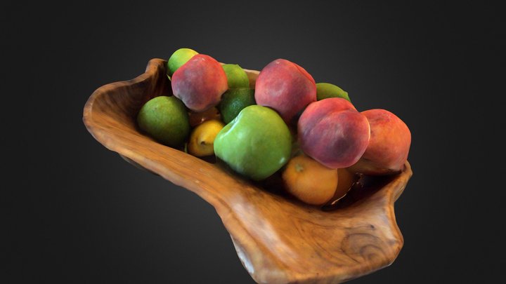Wooden Fruit Basket 3D Model
