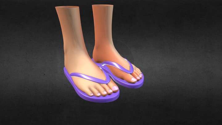 Feet Flat Flip Flop 3D Model
