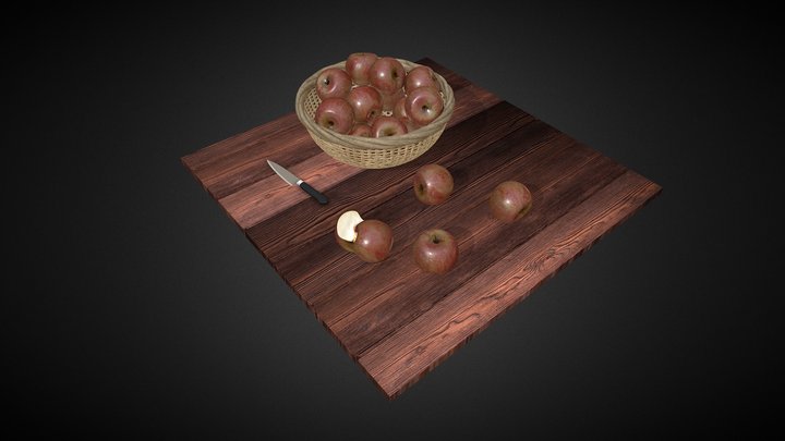 apples on table 3D Model
