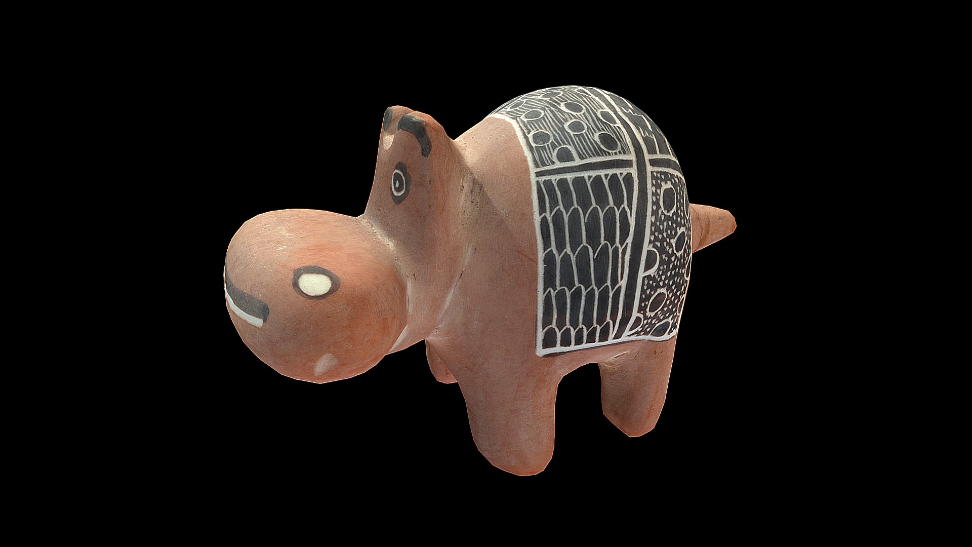 3D model Hippopotamus - This is a 3D model of the Hippopotamus. The 3D model is about a pink and black toy.