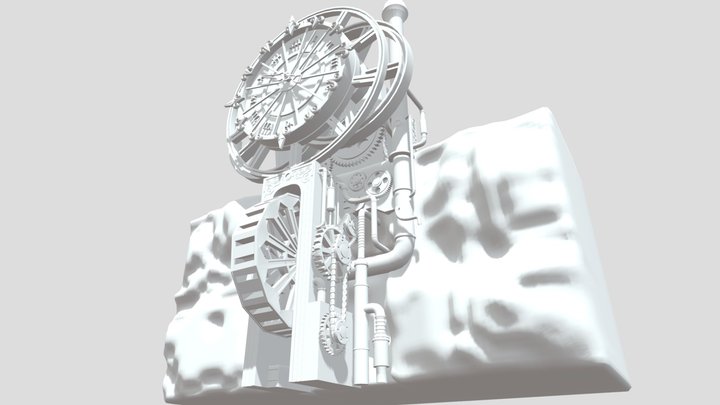 Steampunk Waterwheel 3D Model