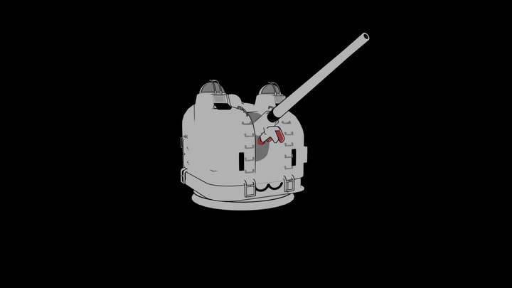 Happy American Single 5''/54 Mk 42 Naval Gun 3D Model
