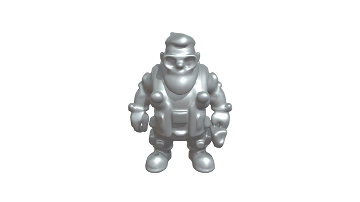 Bearded dwarf with tech gear 3D Model