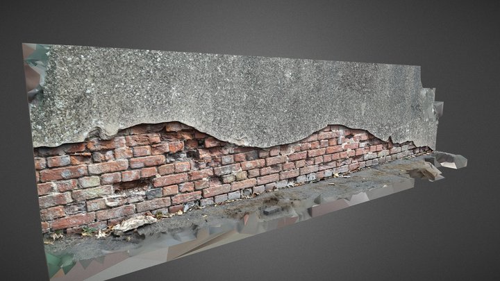 Cracked Cement and Brick 3D Model