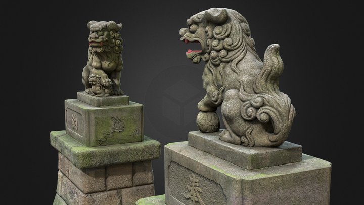 Two Komainu #4 from Shinto Shrine. Japan 3D Model