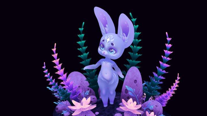 CHIBI RABBIT BLUE scene 3D Model
